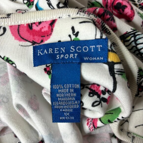 Karen Scott Sport Sz 1X Roses in Venice Print Button-up Cardigan(1358) - Picture 5 of 5